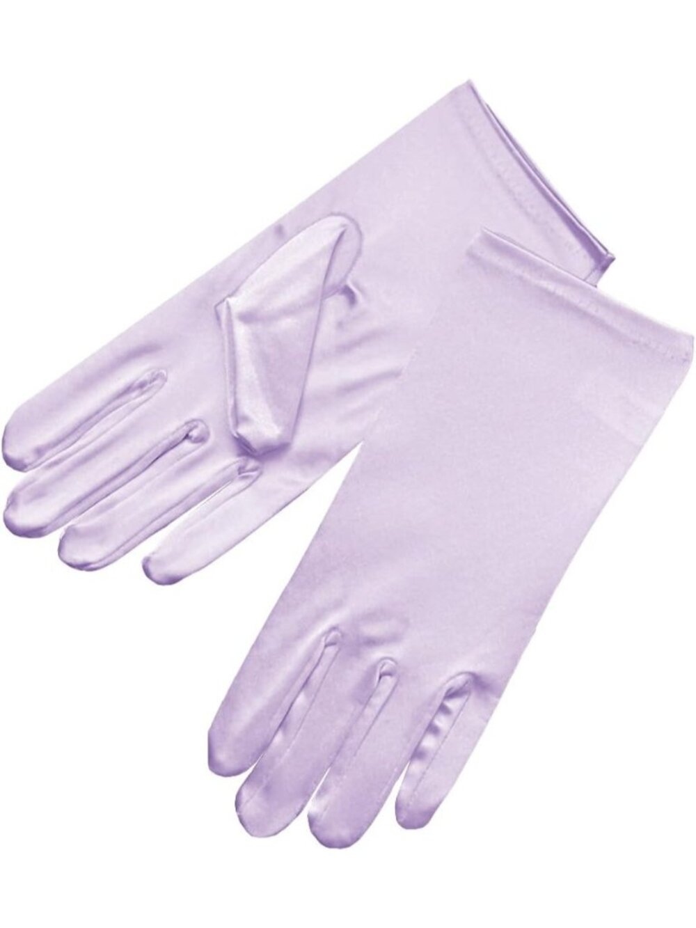 Women's Lilac Shiny Stretch Wrist Length 2bl Over Costume Satin Dress Gloves